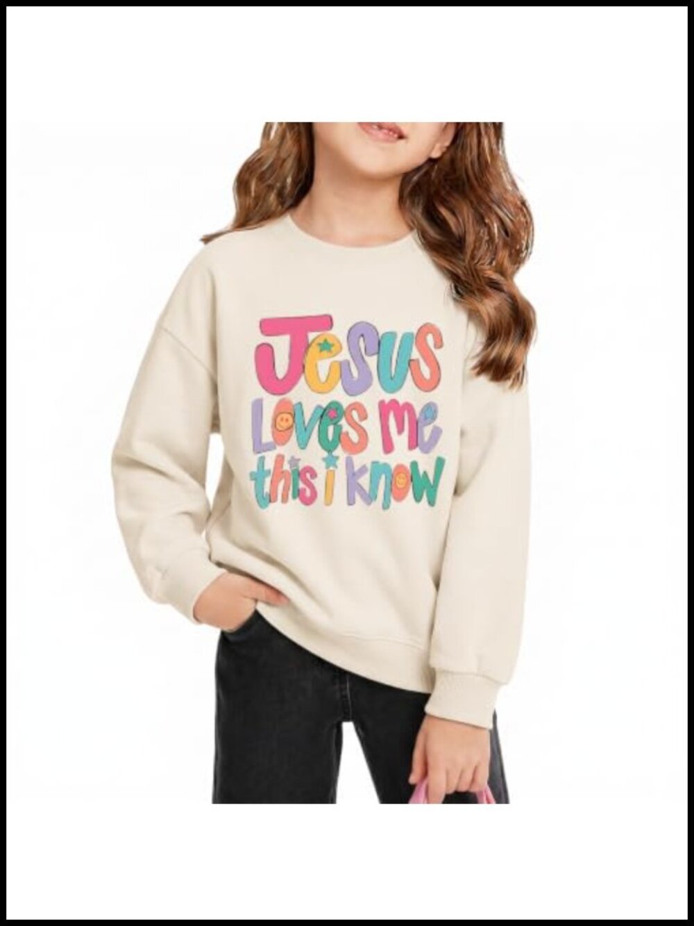 Girls Christian Graphic Sweatshirt Crewneck Bible Verse Top